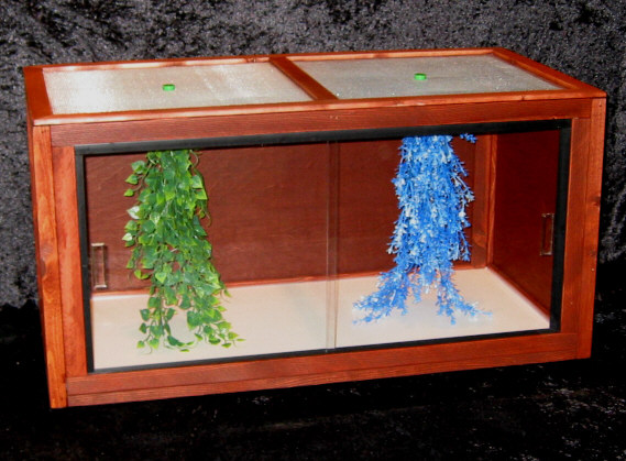 CUSTOM WOOD CAGE WITH SLIDING FRONT DOORS